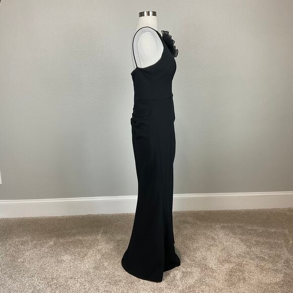 XSCAPE Sleeveless Halter Thigh Slit Long Evening Gown Black Size 14 Formal Dress - Picture 6 of 12